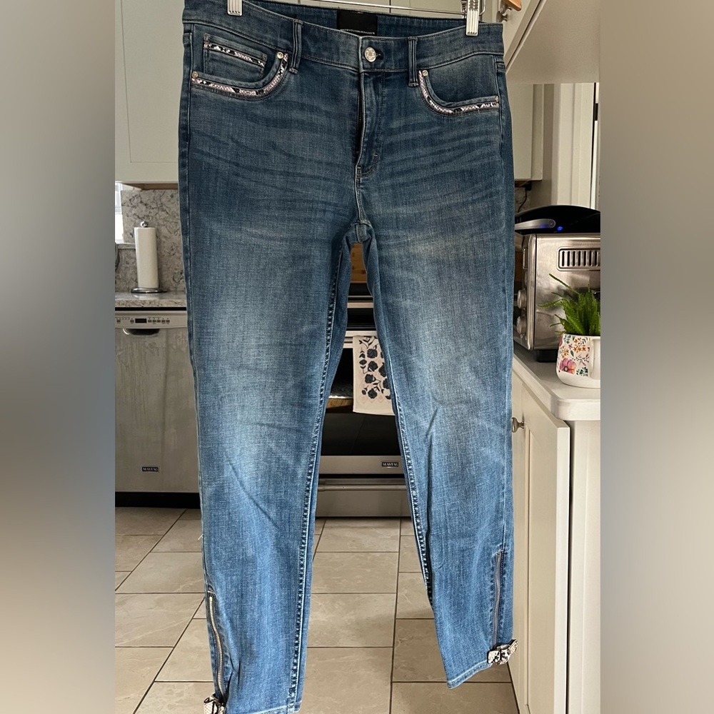 White House Black Market Jeans with snakeskin accents